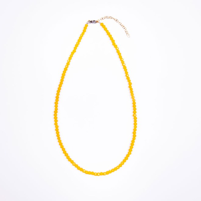 Κολιέ με κίτρινες κρυστάλλινες χάντρες 4mm και ατσάλινο κούμπωμα