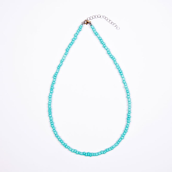 Κολιέ με γυάλινες χάντρες mint green 4mm και ατσάλινο κούμπωμα