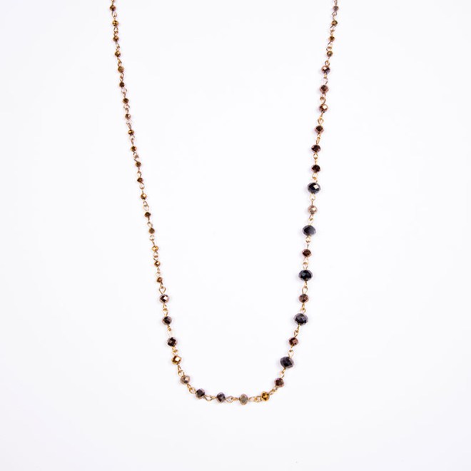 Κολιέ ροζάριο με χρυσές γράνες και μπρονζέ χρυσό κρυστάλλινες χάντρες 4mm, 6mm, 8mm