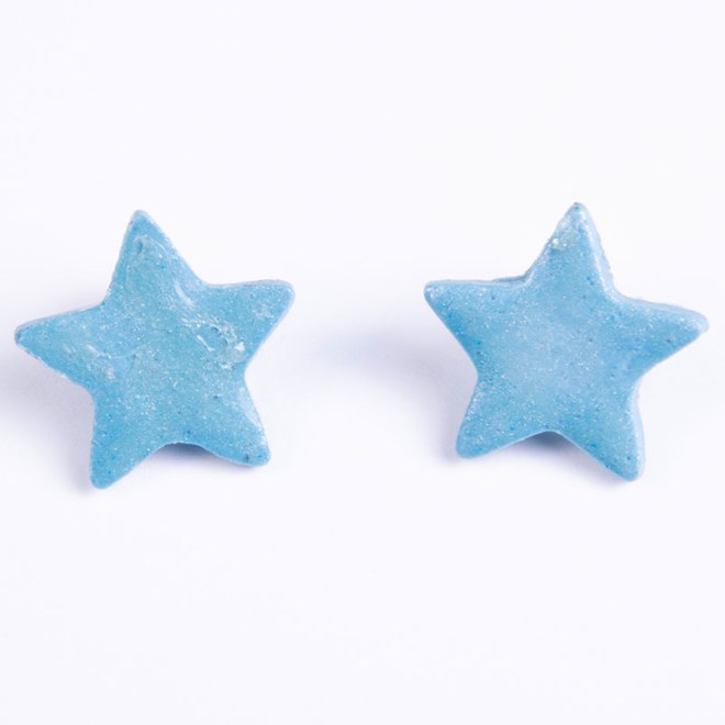 Σκουλαρίκια από πολυμερικό πηλό αστεράκι μπλε, studs με ατσάλινο καρφάκι