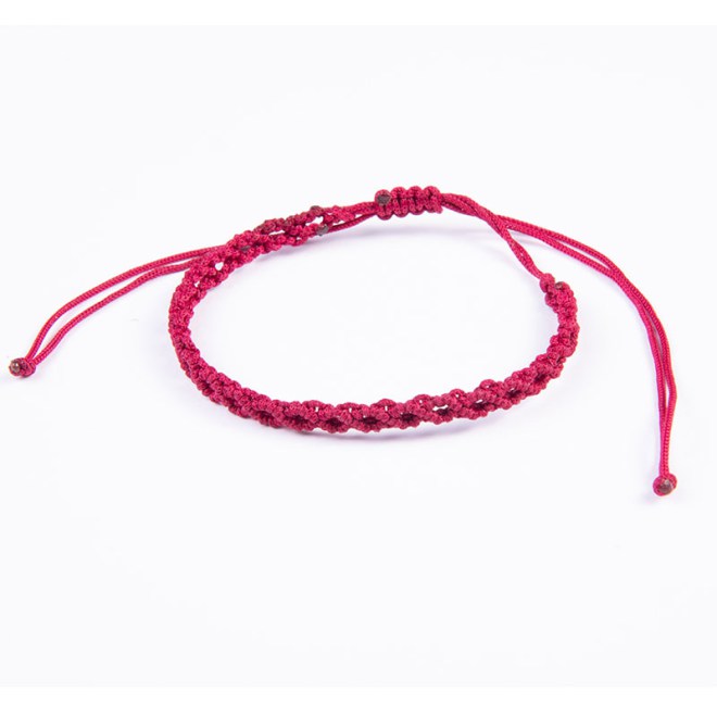 Μακραμέ βραχιόλι infinity με κορδόνι σκούρο κόκκινο με αυξομείωση