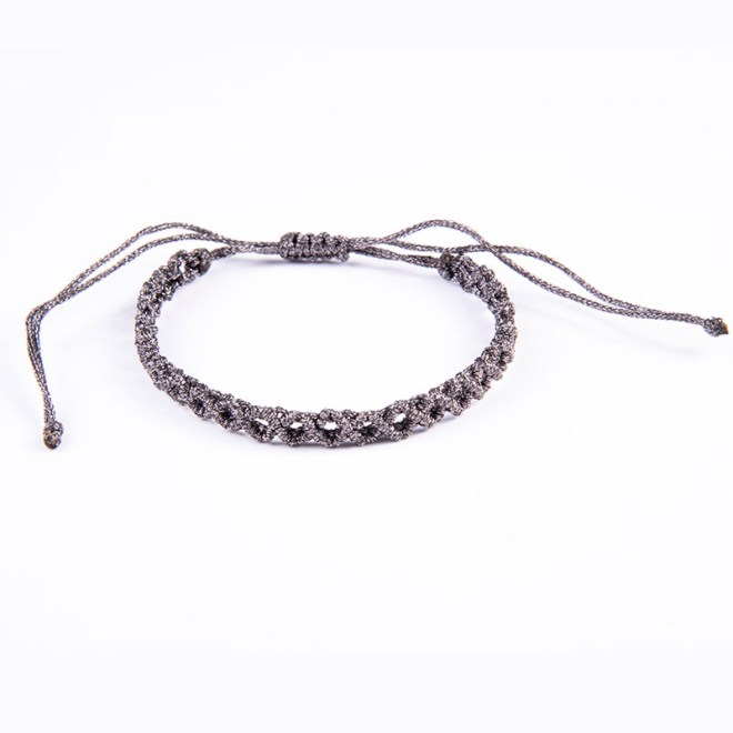 Μακραμέ βραχιόλι  μεταλλικό γκρι με αυξομείωση