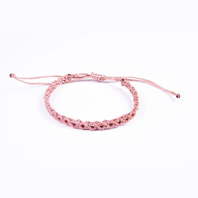 Μακραμέ βραχιόλι μεταλλικό ροζ χρυσό με αυξομείωση