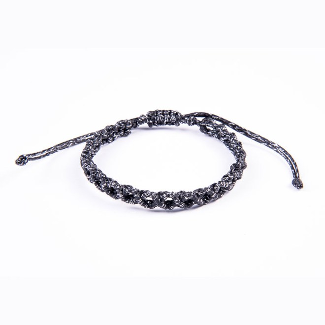 Μακραμέ βραχιόλι μαύρο ασημί με αυξομείωση
