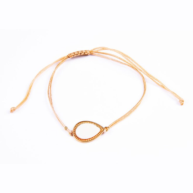 Βραχιόλι με χρυσό μοτίφ 24Κ σταγόνα με λευκό σμάλτο σε χρυσό κορδόνι με αυξομείωση