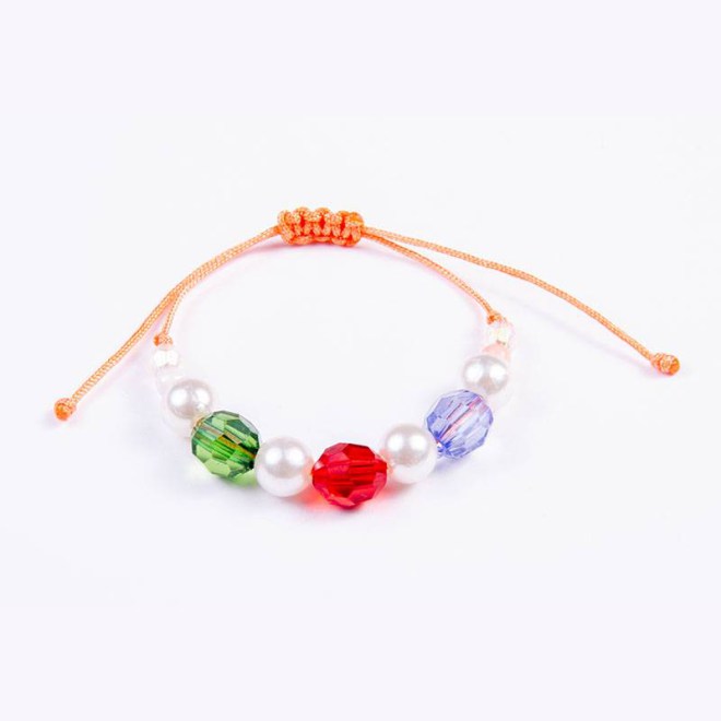Παιδικό βραχιόλι με ακρυλικές πέρλες και χάντρες σε κόκκινο,πράσινο,γαλάζιο, διάφανο,8mm, 10mm, σε σομόν κορδόνι με αυξομείωση