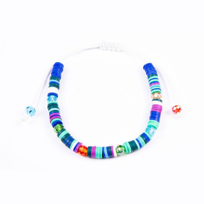 Βραχιόλι με φίμο ροδέλες multicolor και κρυστάλλινες χάντρες, με αυξομείωση