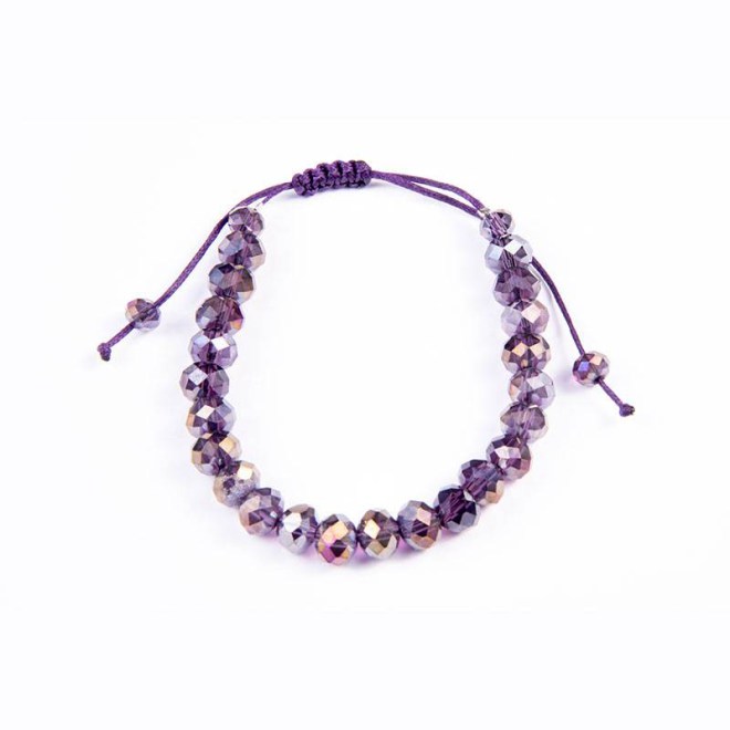 Βραχιόλι με κρυστάλλινες χάντρες, gold amethyst  8mm σε κερωμένο κορδόνι με αυξομείωση