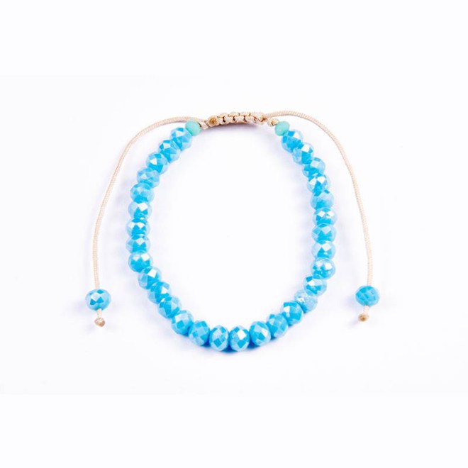 Βραχιόλι με κρυστάλλινες χάντρες, blue AB 6mm σε κορδόνι με αυξομείωση