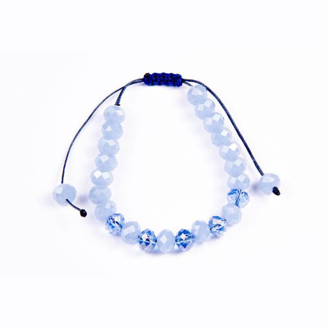 Βραχιόλι με κρυστάλλινες χάντρες, baby blue & blue AB 8mm σε κερωμένο κορδόνι με αυξομείωση
