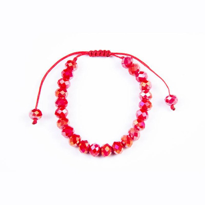 Βραχιόλι με κρυστάλλινες χάντρες σκούρο κόκκινο ΑΒ 8mm σε μπορντώ κορδόνι με αυξομείωση