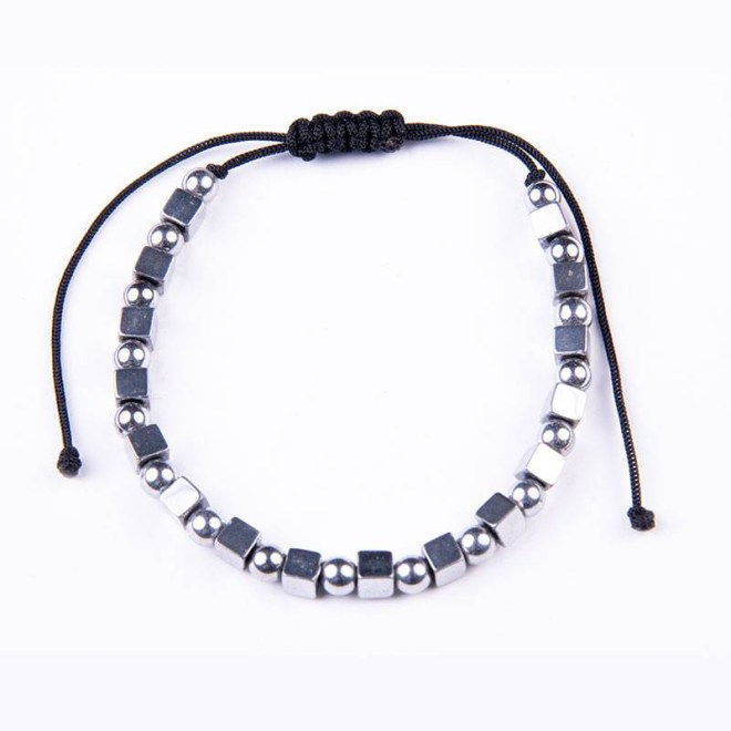 Βραχιόλι με αιματίτη κύβο 6mm και αιματίτη φυσικό χρώμα 4mm, με αυξομείωση