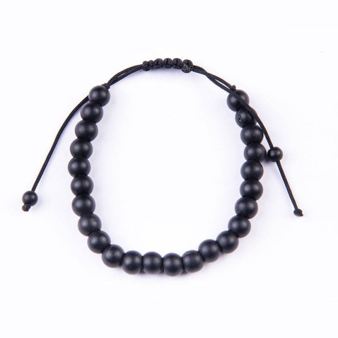 Βραχιόλι με μαύρο όνυχα 8mm, κλείνει με αυξομείωση