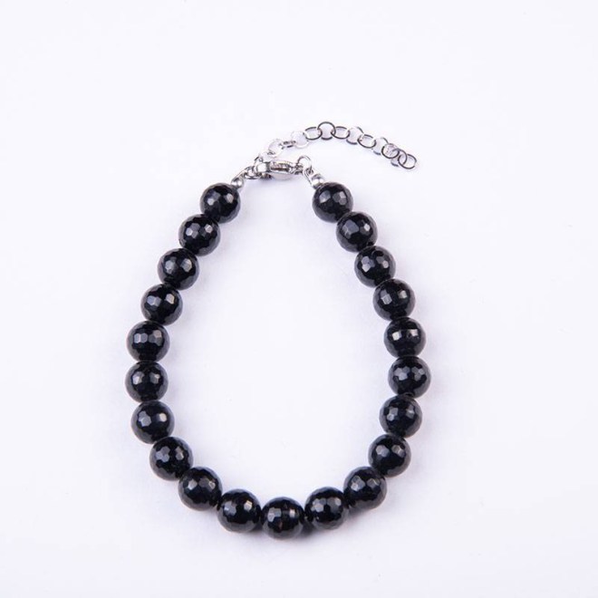 Βραχιόλι με ταγιέ μαύρο αχάτη, ατσάλινο κούμπωμα 