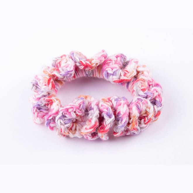 Scrunchie πλεκτό ροζ-μωβ μούλτι