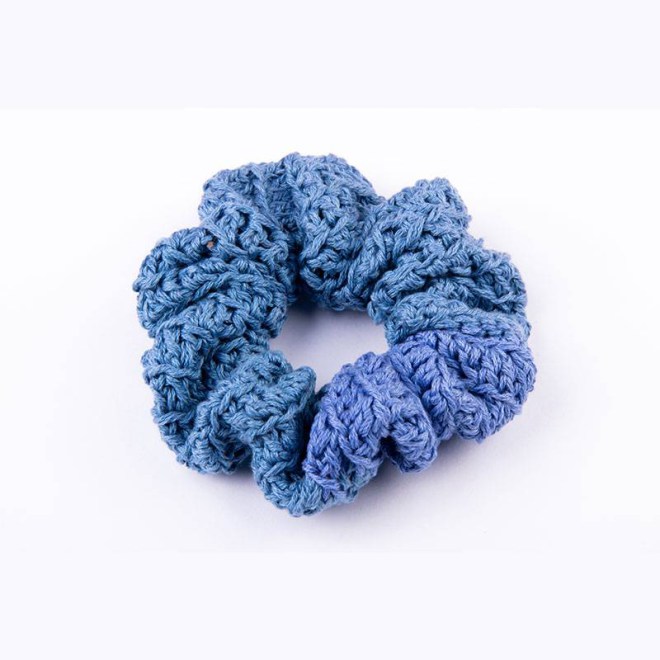 Scrunchie πλεκτό ραφ μπλε