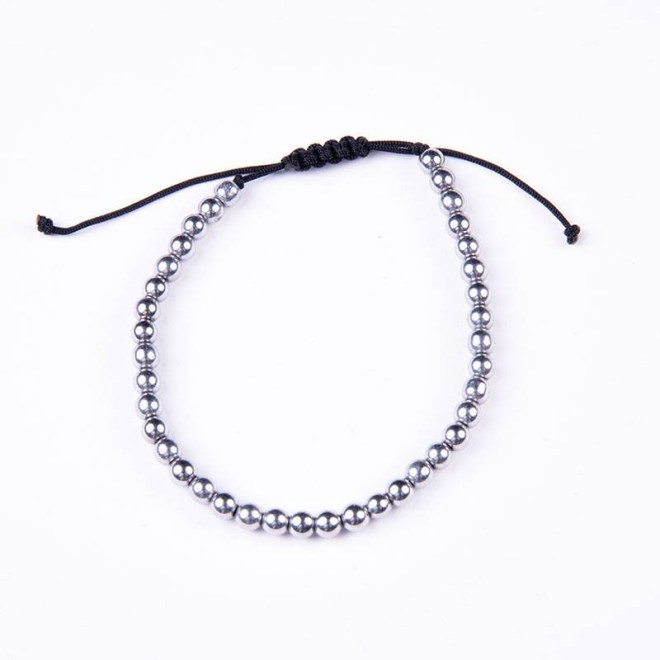 Βραχιόλι με αιματίτη μπάλα 4mm σε φυσικό χρώμα με αυξομείωση