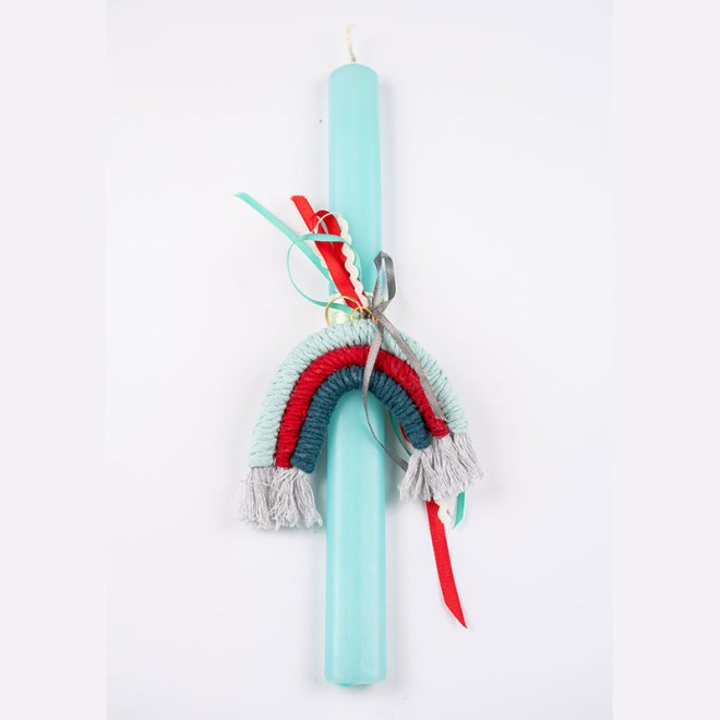 Αρωματική λαμπάδα 30cm  με μπρελοκ ουράνιο τόξο μακραμε