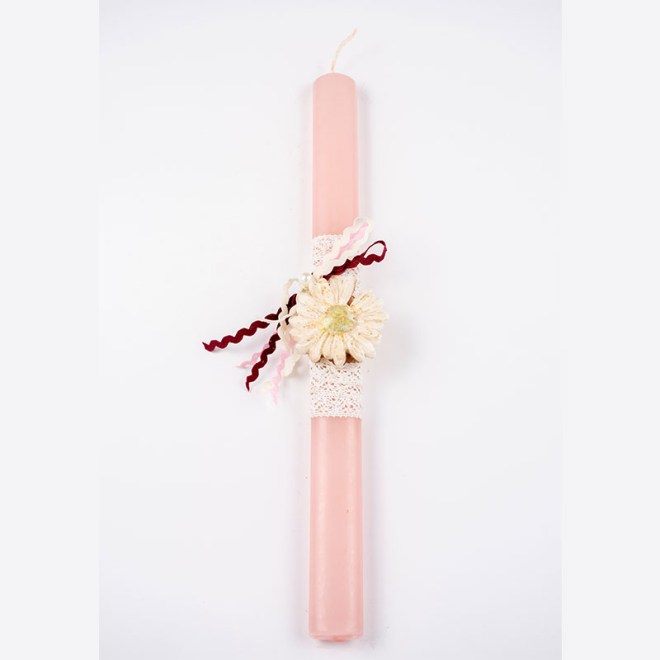 Αρωματική λαμπάδα 30cm με μαργαρίτα διακοσμητική από κερί